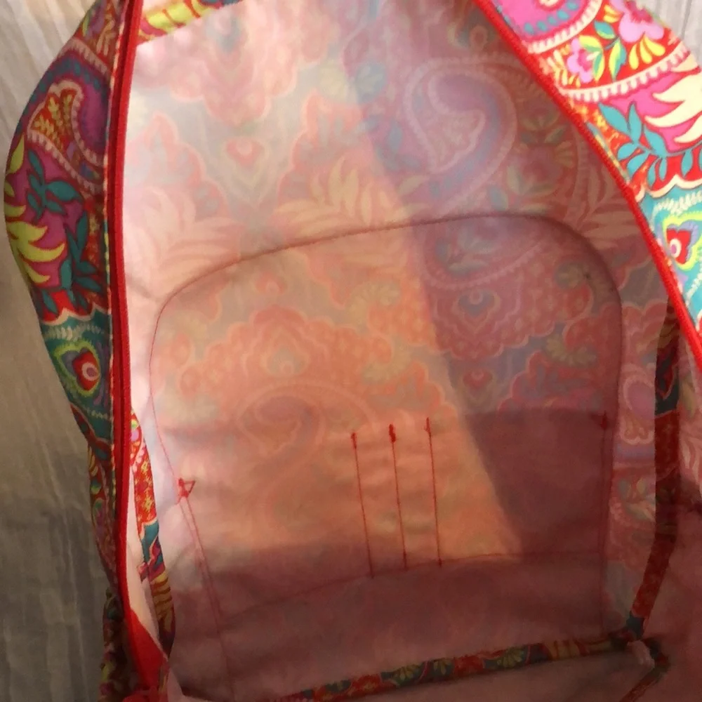 VERA BRADLEY Iconic Campus Floating Garden SZ XL triple zip canvas tropical - Picture 12 of 16